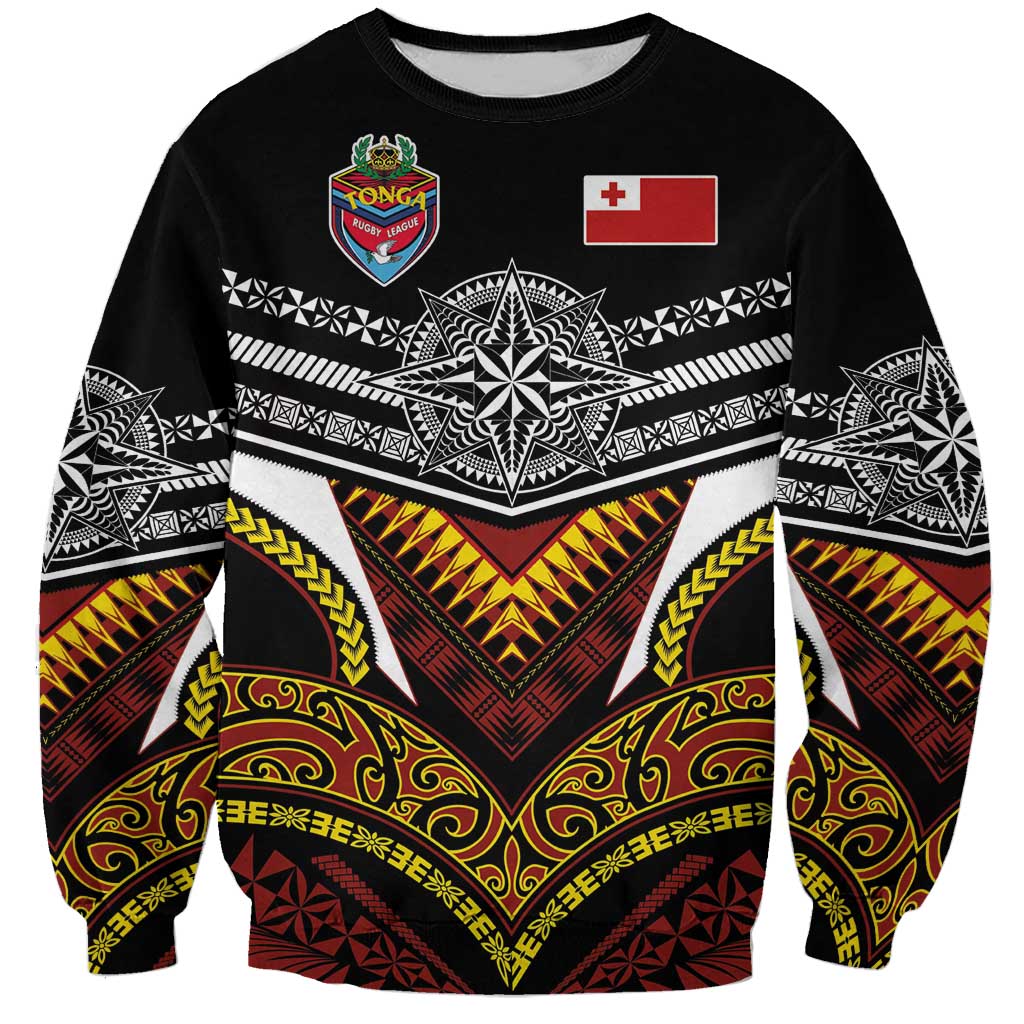 Tonga Rugby Custom Sweatshirt Mana o Tonga-Tribal Heritage Edition Black Color - Polynesian Pride