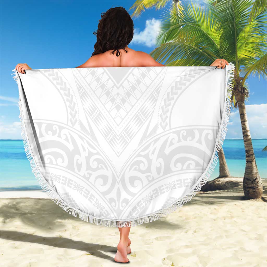 Tonga White Sunday Beach Blanket Tongan Tribal Heritage Tattoos - Polynesian Pride
