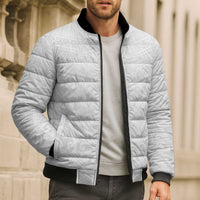 Tonga White Sunday Bomber Puffer Jacket Tongan Tribal Heritage Tattoos - Polynesian Pride