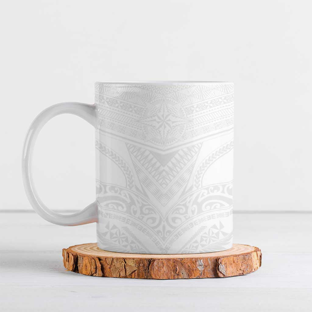 Tonga White Sunday Ceramic Mug Tongan Tribal Heritage Tattoos - Polynesian Pride