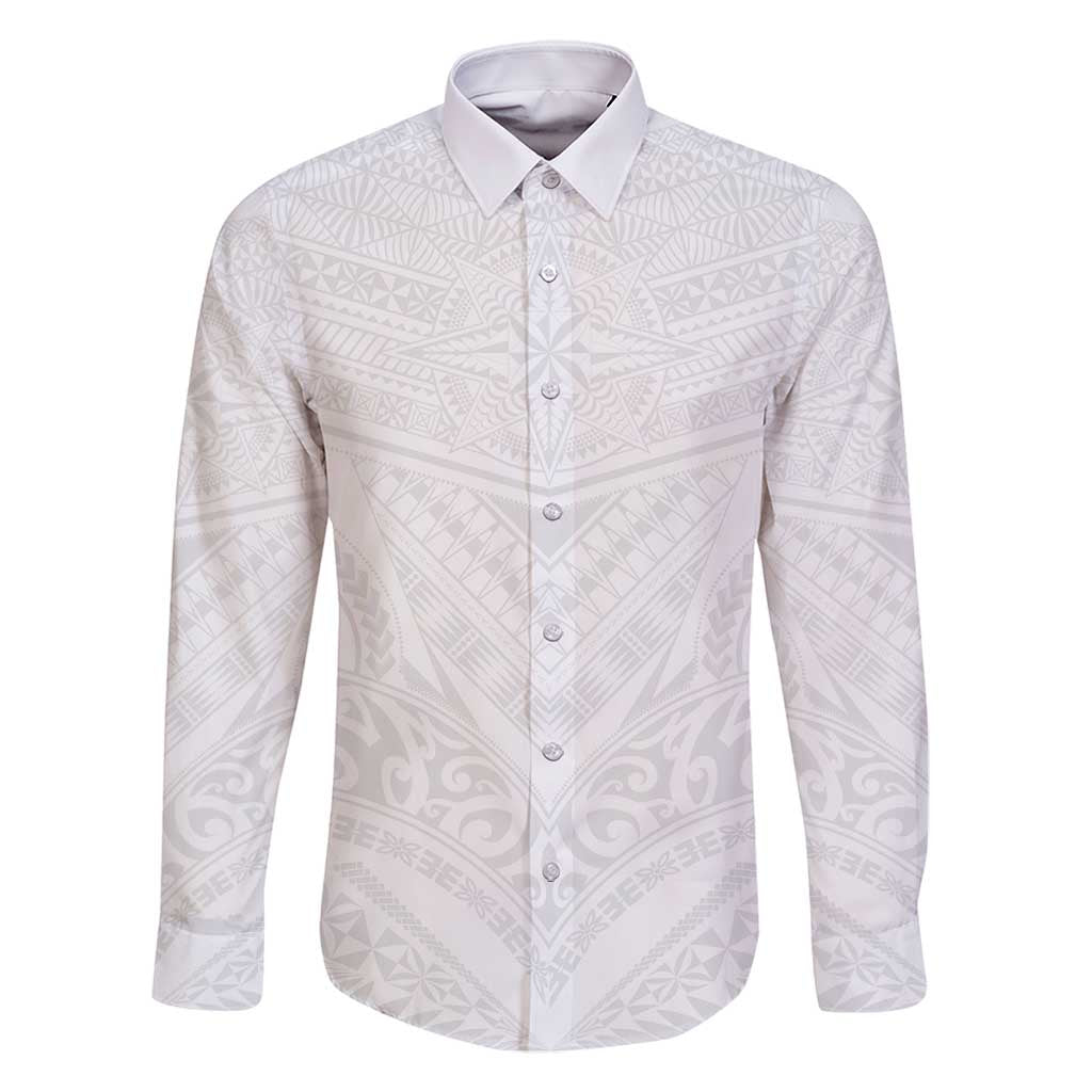 Tonga White Sunday Family Matching Off Shoulder Maxi Dress and Hawaiian Shirt Tongan Tribal Heritage Tattoos - Polynesian Pride