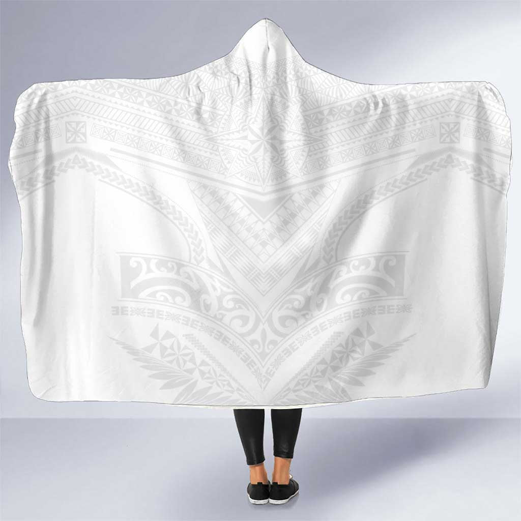 Tonga White Sunday Hooded Blanket Tongan Tribal Heritage Tattoos - Polynesian Pride