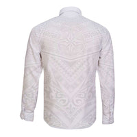 Tonga White Sunday Long Sleeve Button Shirt Tongan Tribal Heritage Tattoos LT03 - Polynesian Pride