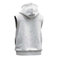 Tonga White Sunday Sleeveless Hoodie Tongan Tribal Heritage Tattoos LT03 - Polynesian Pride