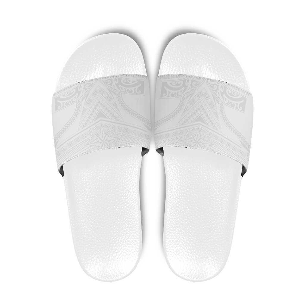 Tonga White Sunday Slide Sandals Tongan Tribal Heritage Tattoos - Polynesian Pride