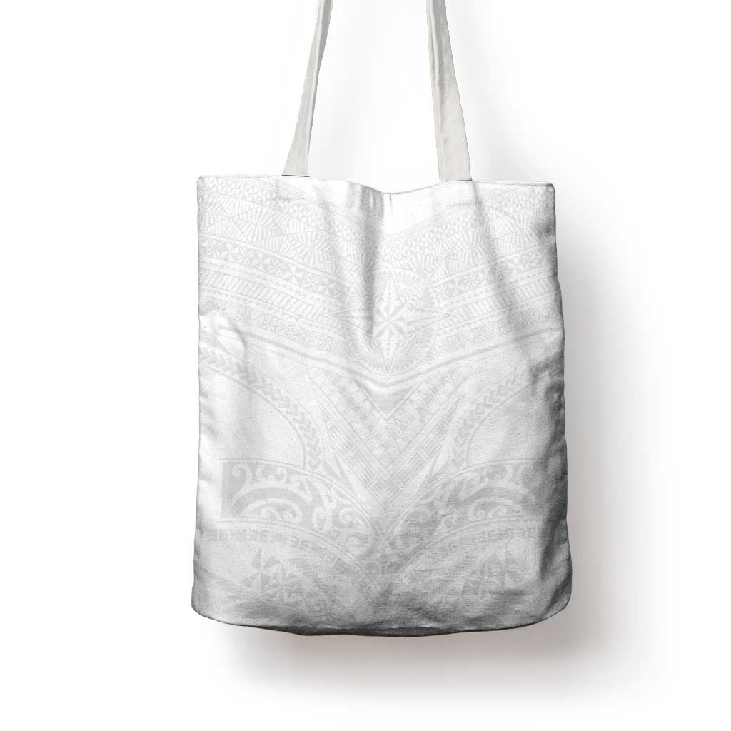 Tonga White Sunday Tote Bag Tongan Tribal Heritage Tattoos LT03 - Polynesian Pride