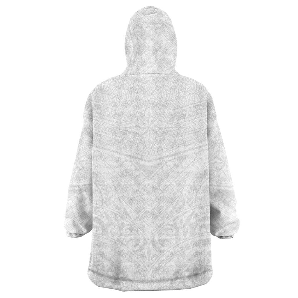 Tonga White Sunday Wearable Blanket Hoodie Tongan Tribal Heritage Tattoos - Polynesian Pride