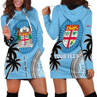 Personalised Fiji Hoodie Dress Tapa Pattern Fijian Coat of Arms and Palm Tree LT03 - Polynesian Pride