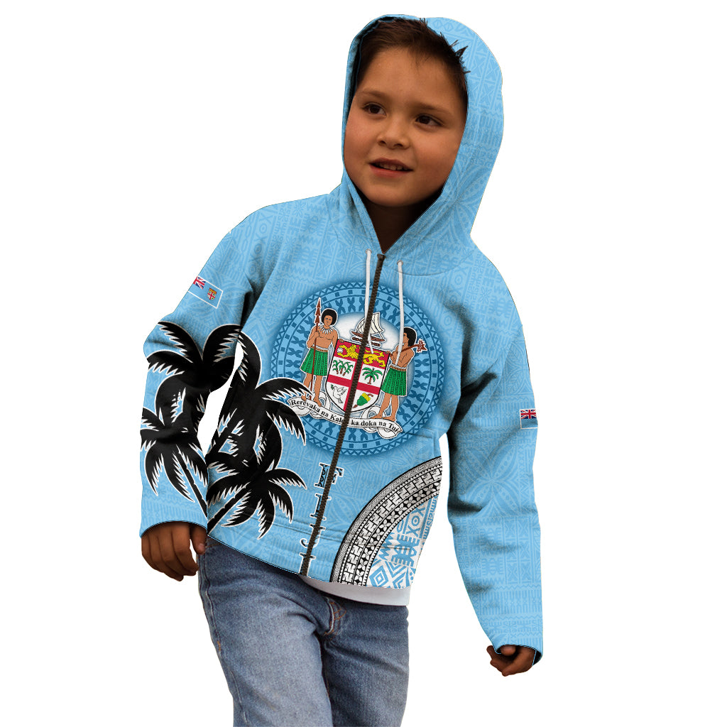 Personalised Fiji Kid Hoodie Tapa Pattern Fijian Coat of Arms and Palm Tree LT03 - Polynesian Pride