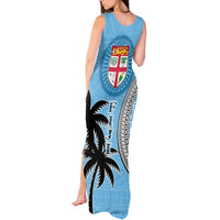 Personalised Fiji Tank Maxi Dress Tapa Pattern Fijian Coat of Arms and Palm Tree LT03 - Polynesian Pride