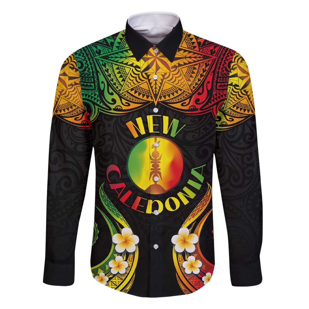 Personalised New Caledonia Independence Day Family Matching Short Sleeve Bodycon Dress and Hawaiian Shirt Polynesian Tattoo and Plumeria Reggae Color