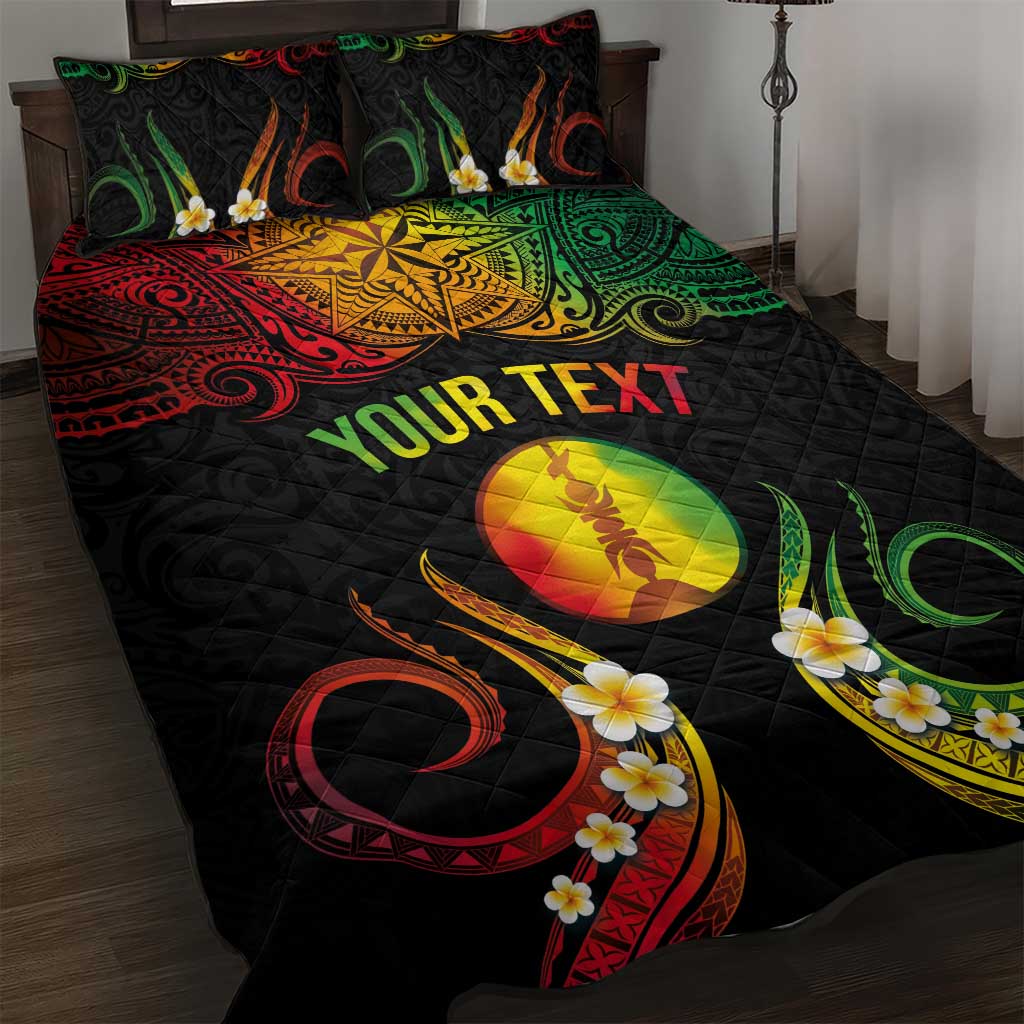 Personalised New Caledonia Independence Day Quilt Bed Set Polynesian Tattoo and Plumeria Reggae Color LT03 Reggae - Polynesian Pride