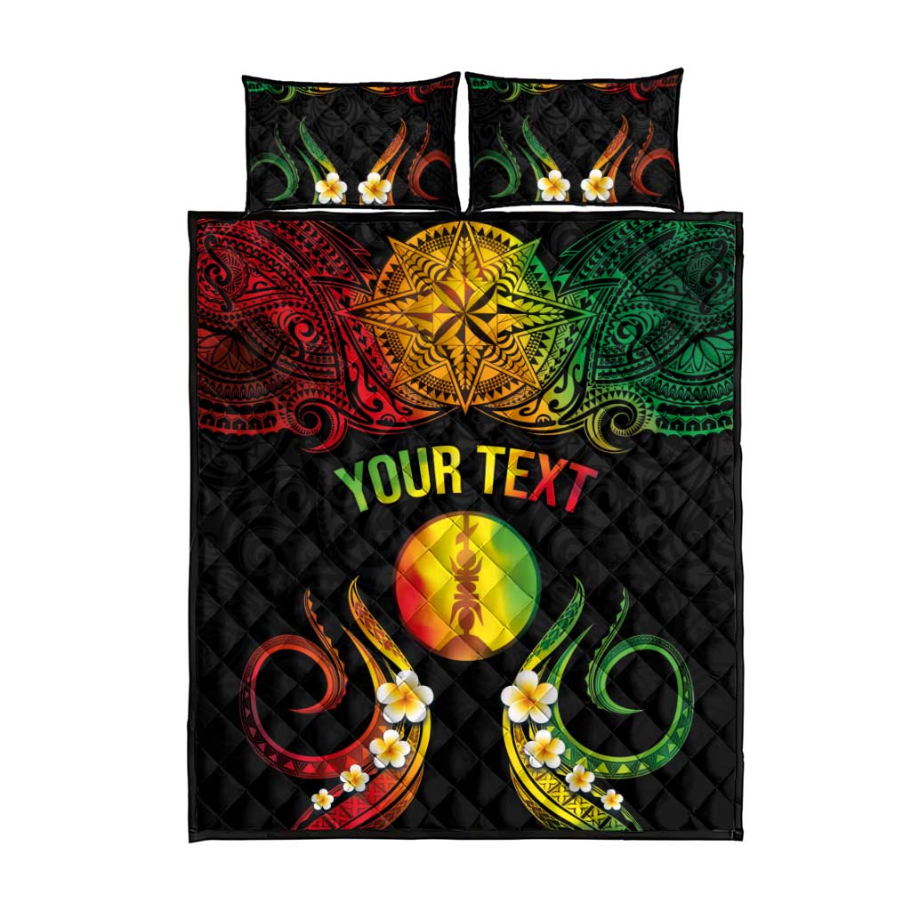 Personalised New Caledonia Independence Day Quilt Bed Set Polynesian Tattoo and Plumeria Reggae Color LT03 - Polynesian Pride