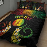 Personalised New Caledonia Independence Day Quilt Bed Set Polynesian Tattoo and Plumeria Reggae Color LT03 - Polynesian Pride