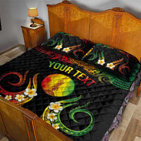 Personalised New Caledonia Independence Day Quilt Bed Set Polynesian Tattoo and Plumeria Reggae Color LT03 - Polynesian Pride