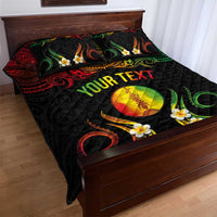 Personalised New Caledonia Independence Day Quilt Bed Set Polynesian Tattoo and Plumeria Reggae Color LT03 - Polynesian Pride