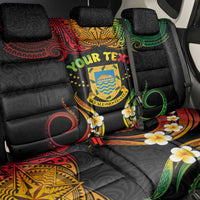 Personalised Tuvalu Independence Day Back Car Seat Cover Polynesian Tattoo and Plumeria Reggae Color