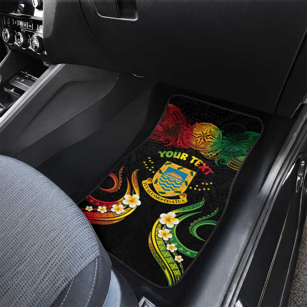 Personalised Tuvalu Independence Day Car Mats Polynesian Tattoo and Plumeria Reggae Color
