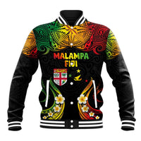 Personalised Malampa Fiji Day Baseball Jacket Polynesian Tattoo and Plumeria Reggae Color LT03 Unisex Reggae - Polynesian Pride