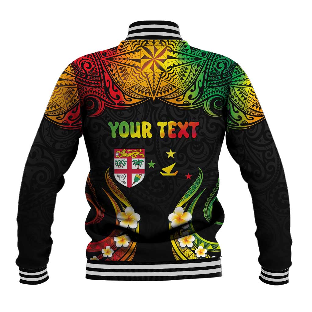 Personalised Malampa Fiji Day Baseball Jacket Polynesian Tattoo and Plumeria Reggae Color LT03 - Polynesian Pride