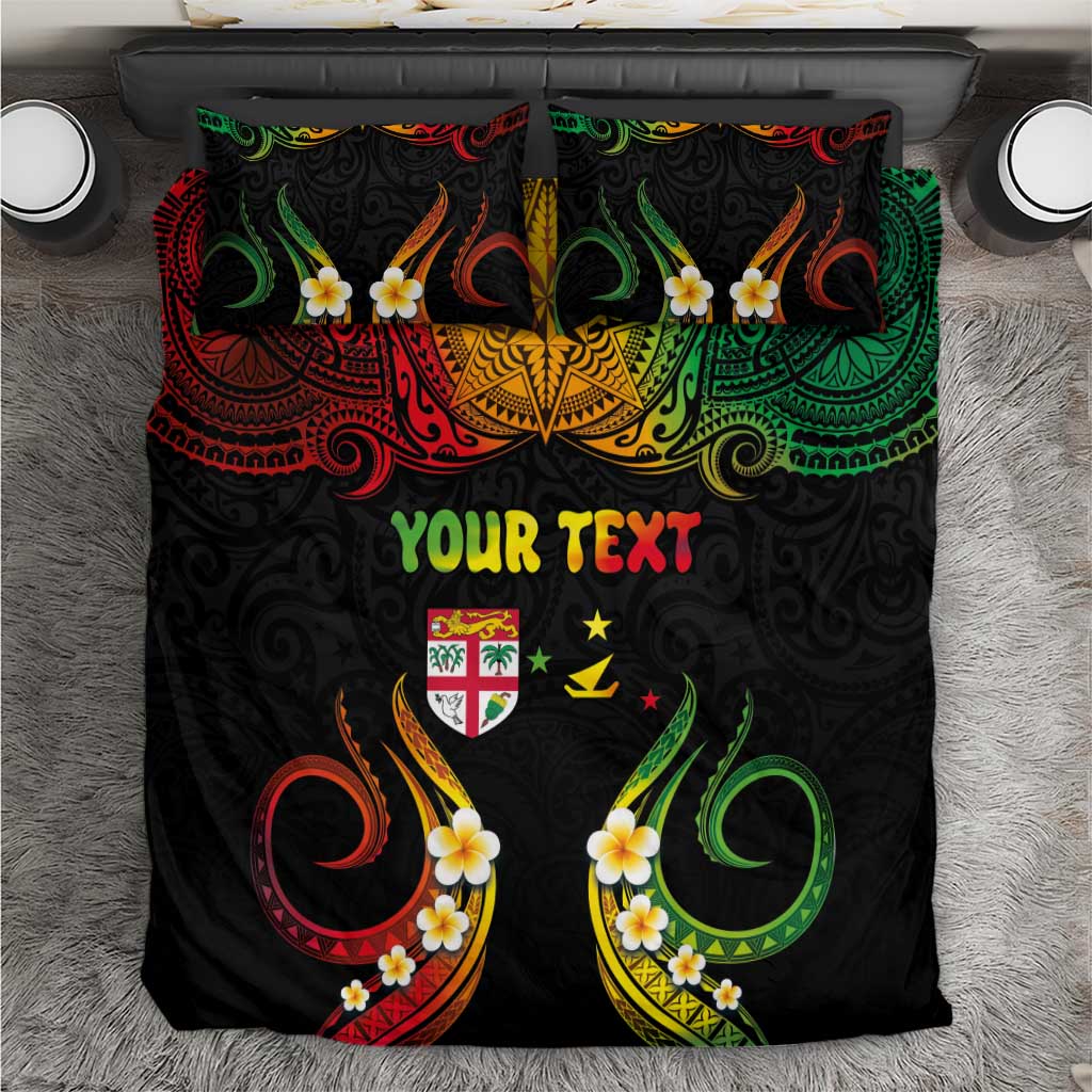 Personalised Malampa Fiji Day Bedding Set Polynesian Tattoo and Plumeria Reggae Color LT03 Reggae - Polynesian Pride