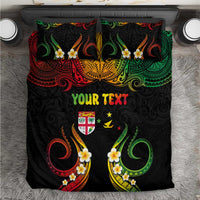 Personalised Malampa Fiji Day Bedding Set Polynesian Tattoo and Plumeria Reggae Color LT03 Reggae - Polynesian Pride