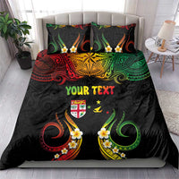 Personalised Malampa Fiji Day Bedding Set Polynesian Tattoo and Plumeria Reggae Color LT03 - Polynesian Pride
