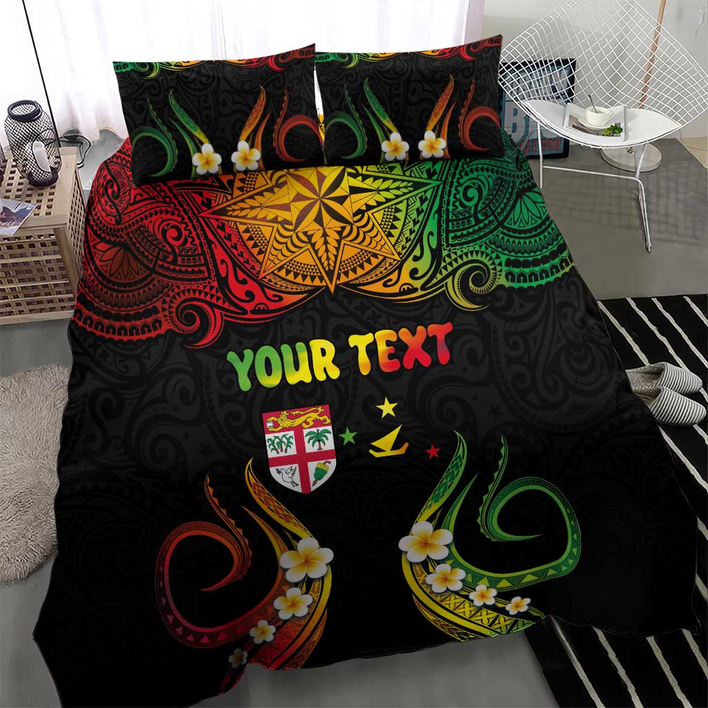 Personalised Malampa Fiji Day Bedding Set Polynesian Tattoo and Plumeria Reggae Color LT03 - Polynesian Pride