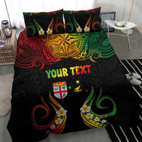 Personalised Malampa Fiji Day Bedding Set Polynesian Tattoo and Plumeria Reggae Color LT03 - Polynesian Pride