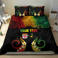 Personalised Malampa Fiji Day Bedding Set Polynesian Tattoo and Plumeria Reggae Color LT03 - Polynesian Pride