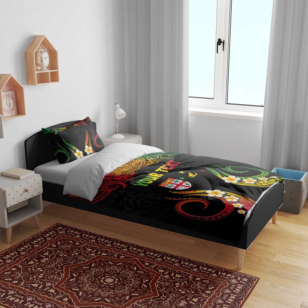 Personalised Malampa Fiji Day Bedding Set Polynesian Tattoo and Plumeria Reggae Color LT03 - Polynesian Pride