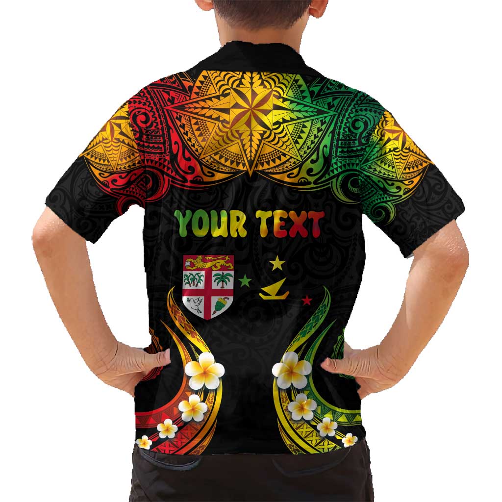 Personalised Malampa Fiji Day Family Matching Long Sleeve Bodycon Dress and Hawaiian Shirt Polynesian Tattoo and Plumeria Reggae Color LT03 - Polynesian Pride