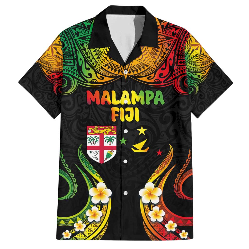 Personalised Malampa Fiji Day Family Matching Long Sleeve Bodycon Dress and Hawaiian Shirt Polynesian Tattoo and Plumeria Reggae Color LT03 Dad's Shirt - Short Sleeve Reggae - Polynesian Pride