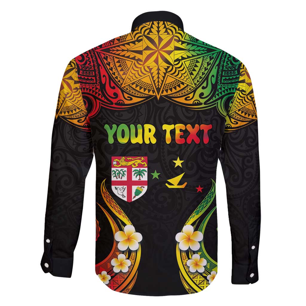 Personalised Malampa Fiji Day Family Matching Long Sleeve Bodycon Dress and Hawaiian Shirt Polynesian Tattoo and Plumeria Reggae Color LT03 - Polynesian Pride