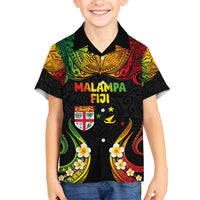Personalised Malampa Fiji Day Family Matching Long Sleeve Bodycon Dress and Hawaiian Shirt Polynesian Tattoo and Plumeria Reggae Color LT03 Son's Shirt Reggae - Polynesian Pride