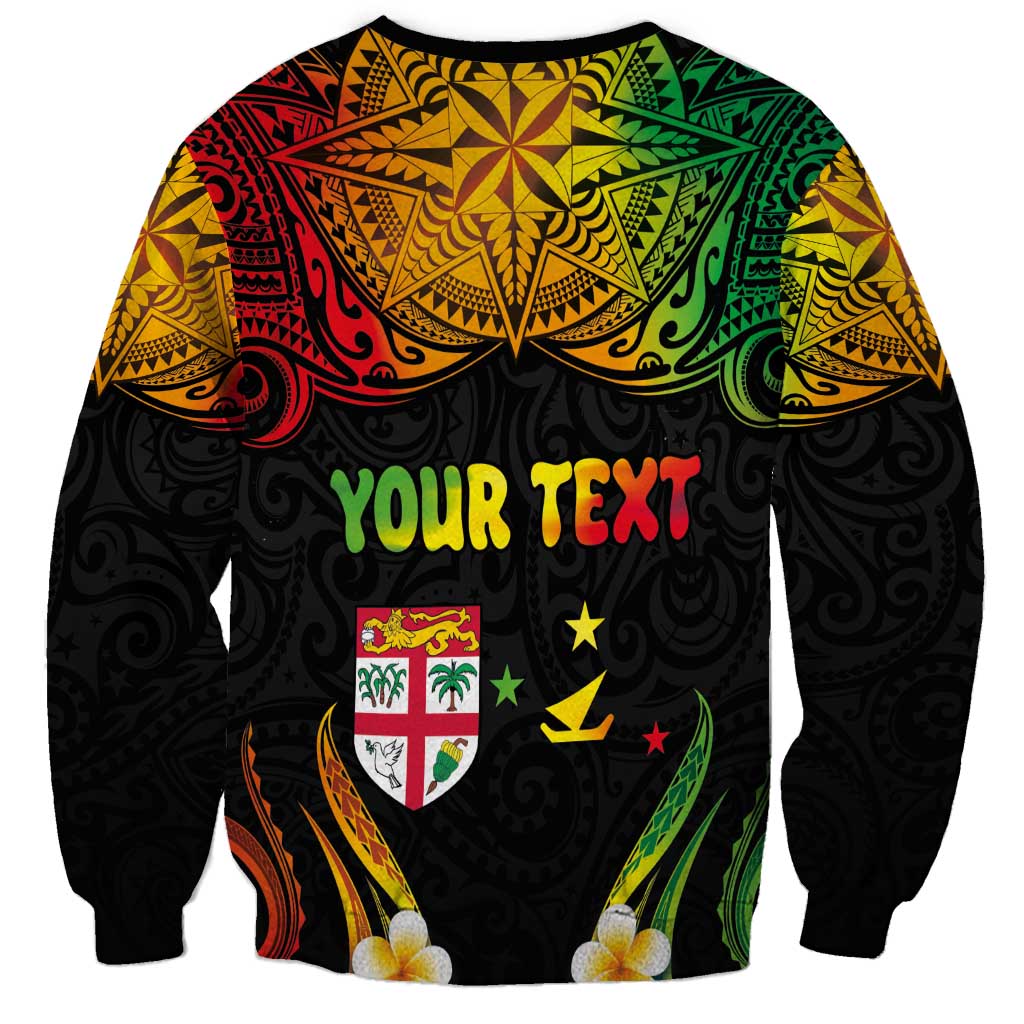 Personalised Malampa Fiji Day Sweatshirt Polynesian Tattoo and Plumeria Reggae Color LT03 - Polynesian Pride