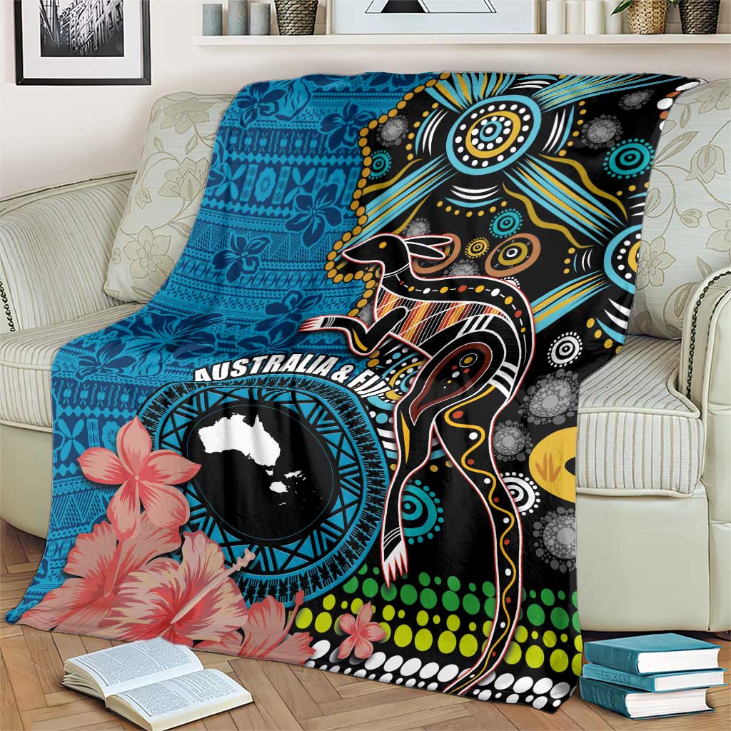 Fiji and Australia Kangaroos Blanket Indigenous Aboriginal and Fijian Masi Tribal Tattoo