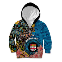 Fiji and Australia Kangaroos Kid Hoodie Indigenous Aboriginal and Fijian Masi Tribal Tattoo