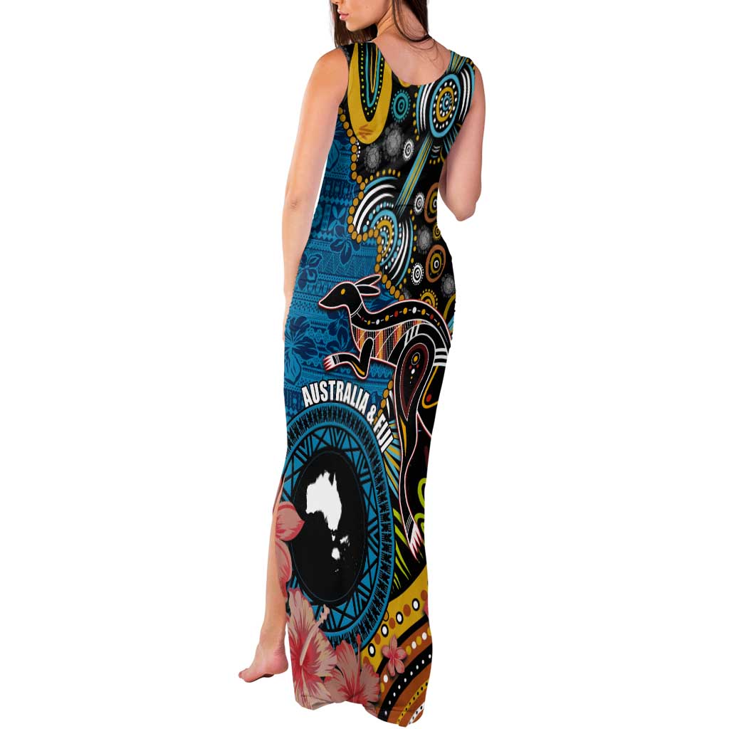 Fiji and Australia Kangaroos Tank Maxi Dress Indigenous Aboriginal and Fijian Masi Tribal Tattoo