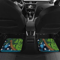 Fiji and New Zealand Tui Bird Car Mats Koru Fern Leafs and Palm Tree With Plumeria