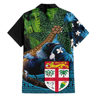 Fiji and New Zealand Tui Bird Family Matching Tank Maxi Dress and Hawaiian Shirt Koru Fern Leafs and Palm Tree With Plumeria LT03 - Polynesian Pride