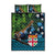 Fiji and New Zealand Tui Bird Quilt Bed Set Koru Fern Leafs and Palm Tree With Plumeria