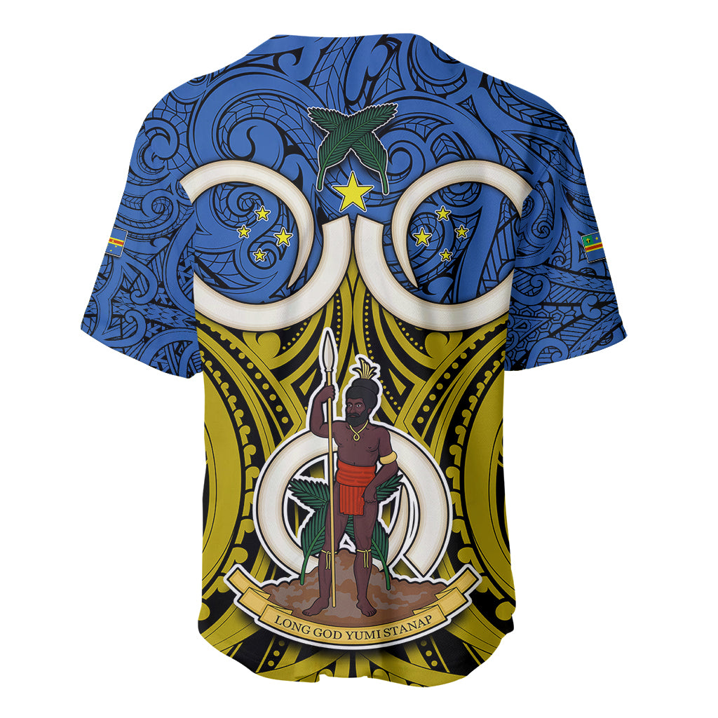 Vanuatu Tafea Province Baseball Jersey Pig Tusk Mix Maori Pattern and Namele Leaf LT03 - Polynesian Pride