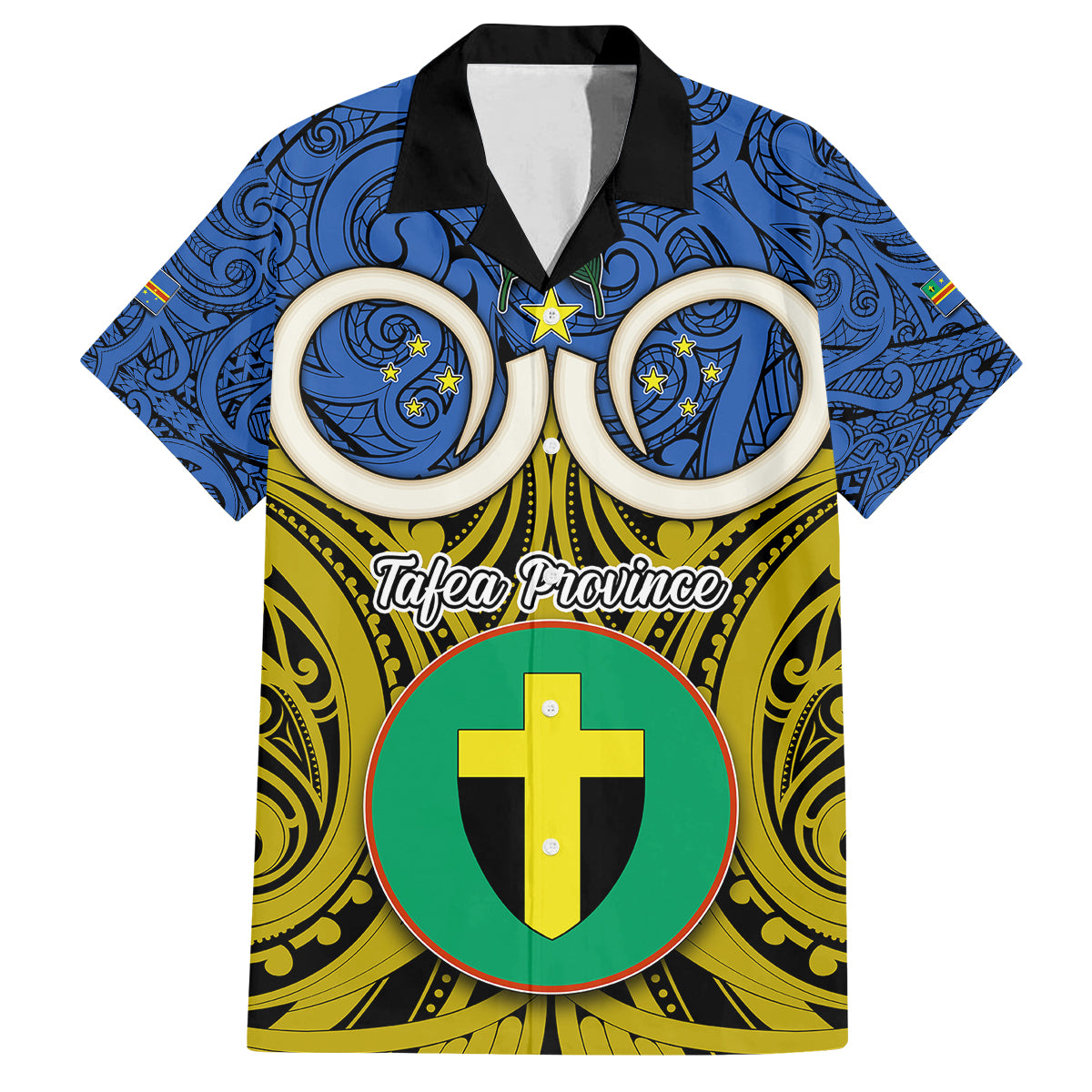 Vanuatu Tafea Province Kid Hawaiian Shirt Pig Tusk Mix Maori Pattern and Namele Leaf LT03 Kid Blue - Polynesian Pride