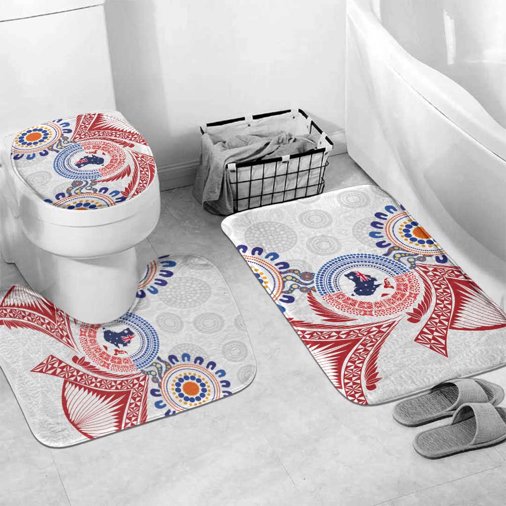 Tongan and Australian Culture Together Bathroom Set Ngatu Art Tribal Aboriginal Tattoo Pattern - Polynesian Pride