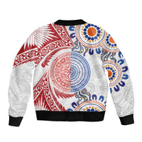 Tongan and Australian Culture Together Bomber Jacket Ngatu Art Tribal Aboriginal Tattoo Pattern - Polynesian Pride