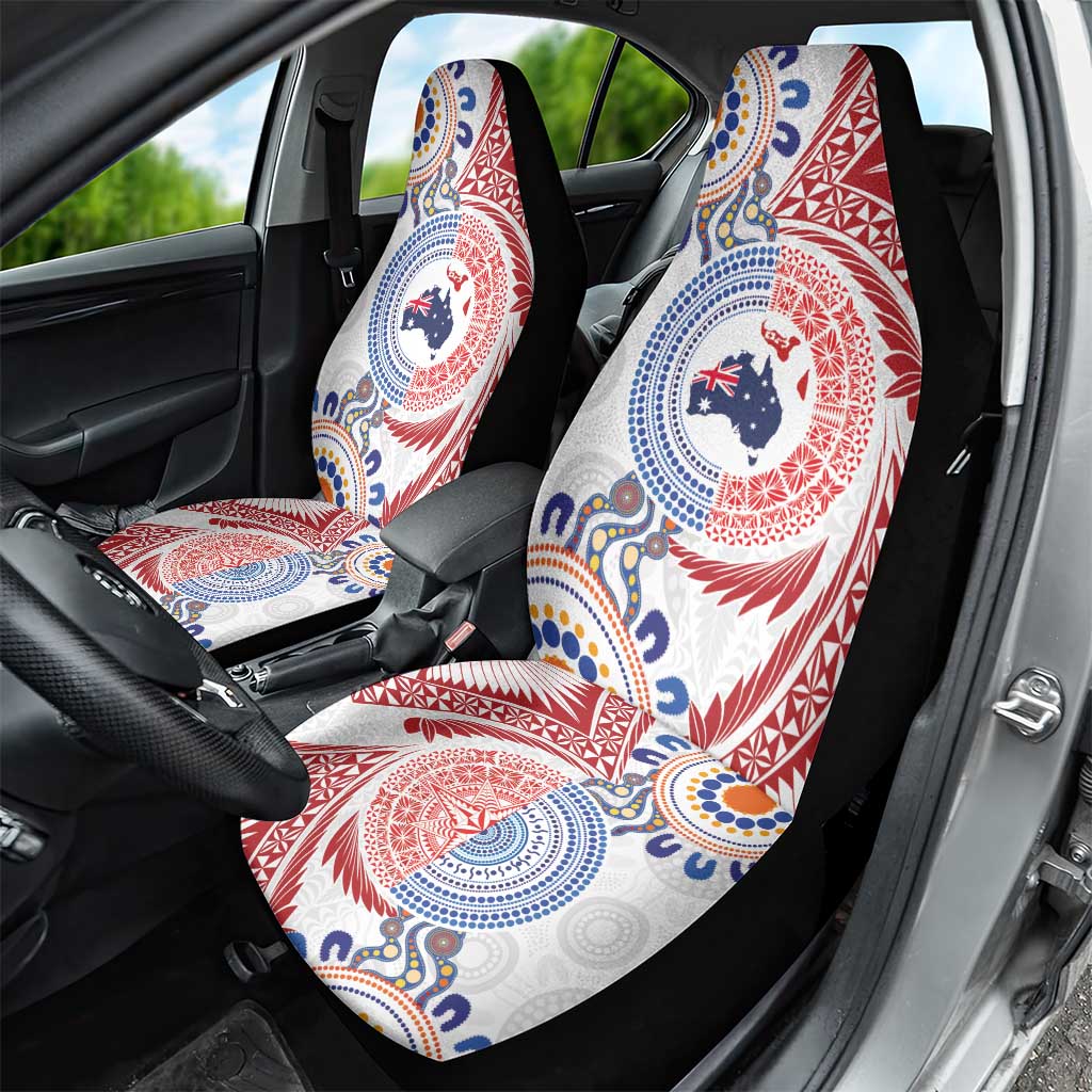 Tongan and Australian Culture Together Car Seat Cover Ngatu Art Tribal Aboriginal Tattoo Pattern - Polynesian Pride