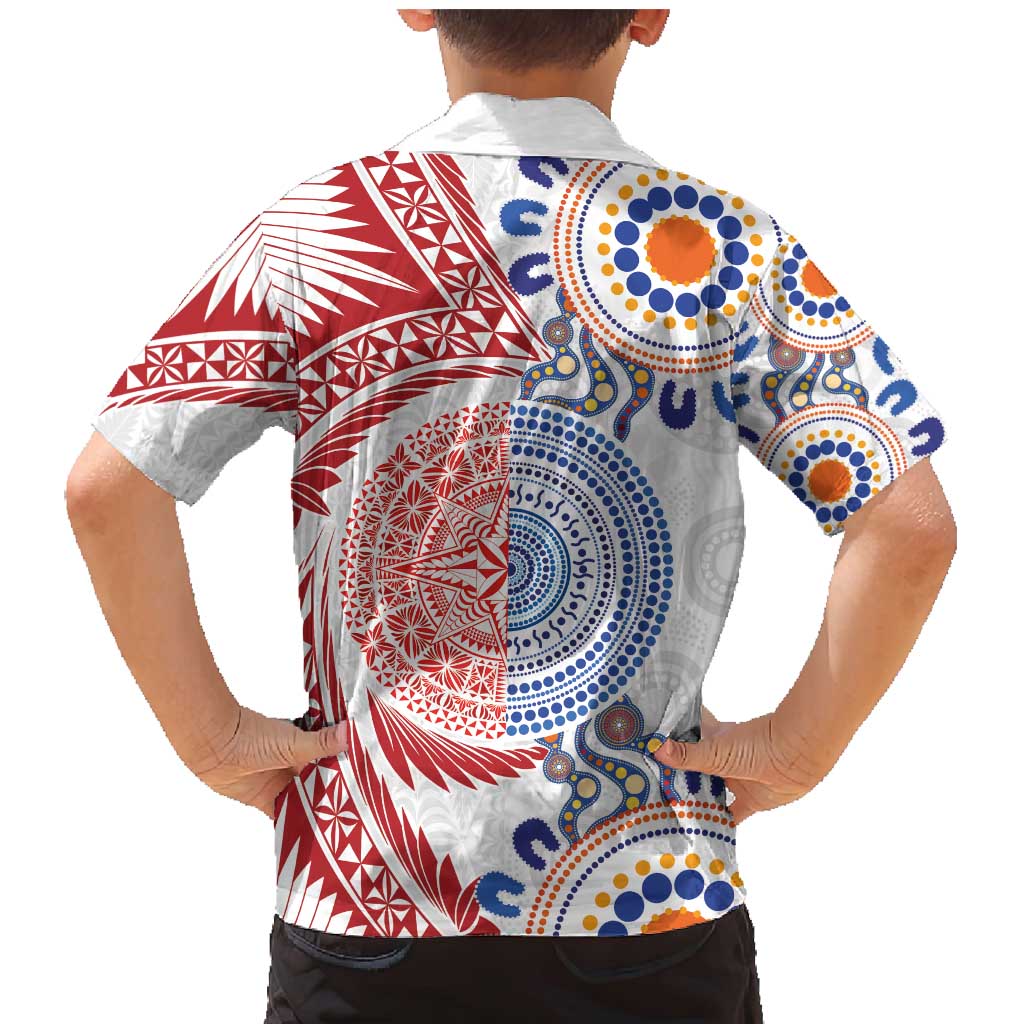 Tongan and Australian Culture Together Family Matching Mermaid Dress and Hawaiian Shirt Ngatu Art Tribal Aboriginal Tattoo Pattern - Polynesian Pride