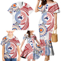 Tongan and Australian Culture Together Family Matching Mermaid Dress and Hawaiian Shirt Ngatu Art Tribal Aboriginal Tattoo Pattern - Polynesian Pride