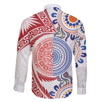 Tongan and Australian Culture Together Family Matching Off Shoulder Maxi Dress and Hawaiian Shirt Ngatu Art Tribal Aboriginal Tattoo Pattern - Polynesian Pride